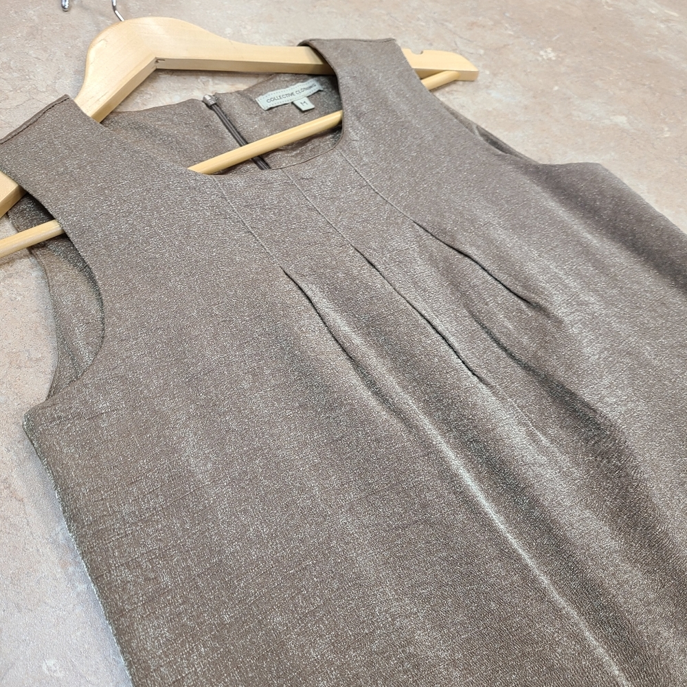 Metallic Gold Sleeveless Dress. Collective Clothing. Size M.